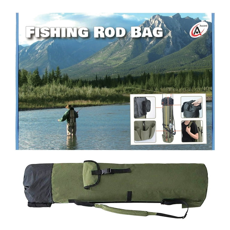 Ascent's Fisherman's Gift Rod Carrier Fishing Reel and Tackle Bag Combo  Organizer Gift Boxed - Travel Carry Case, Holds Five Poles and Tackle,  Unique