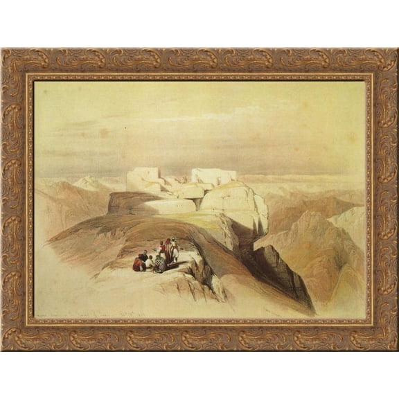 Ascent to the Summit of Mount Sinai 24x18 Gold Ornate Wood Framed Canvas Art by David Roberts