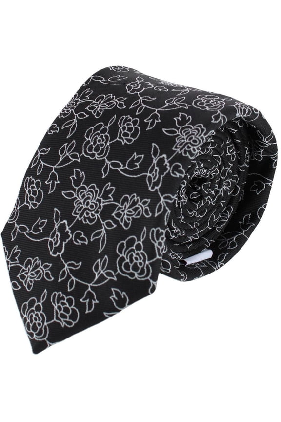 Floral Stencil Print Necktie