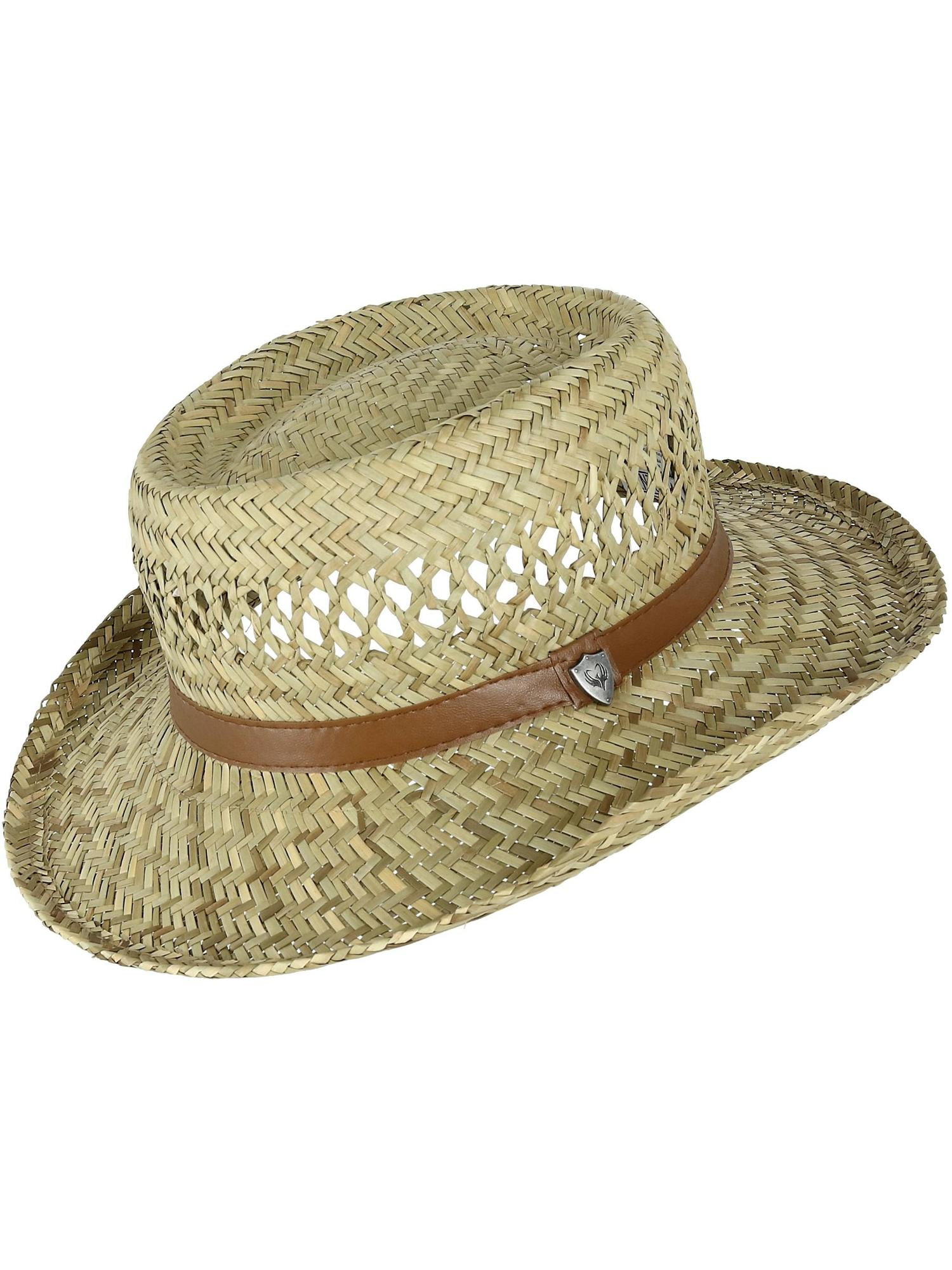Double Weaved Hard Shell Shade Hat Large Fit Wide Brim Straw Hat
