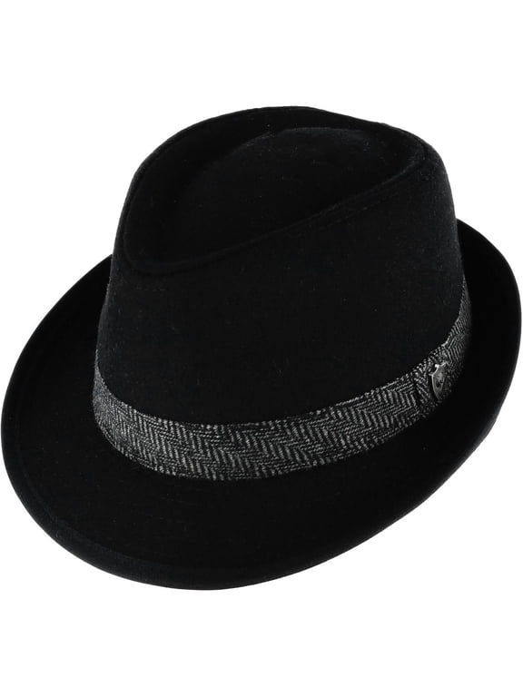 Wool Blend All Season Fedora Hat with Herringbone Band (Men)