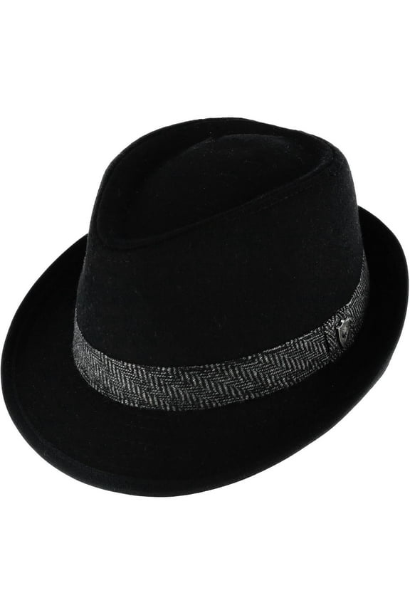 Wool Blend All Season Fedora Hat with Herringbone Band (Men)
