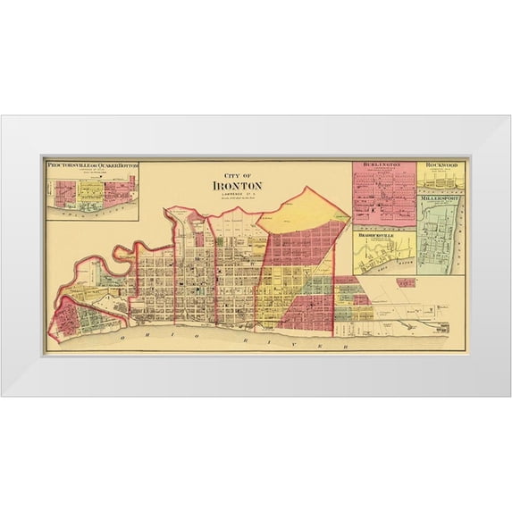 Aschbach 14x9 White Modern Wood Framed Museum Art Print Titled - Ironton Ohio Landowner - Aschbach 1877