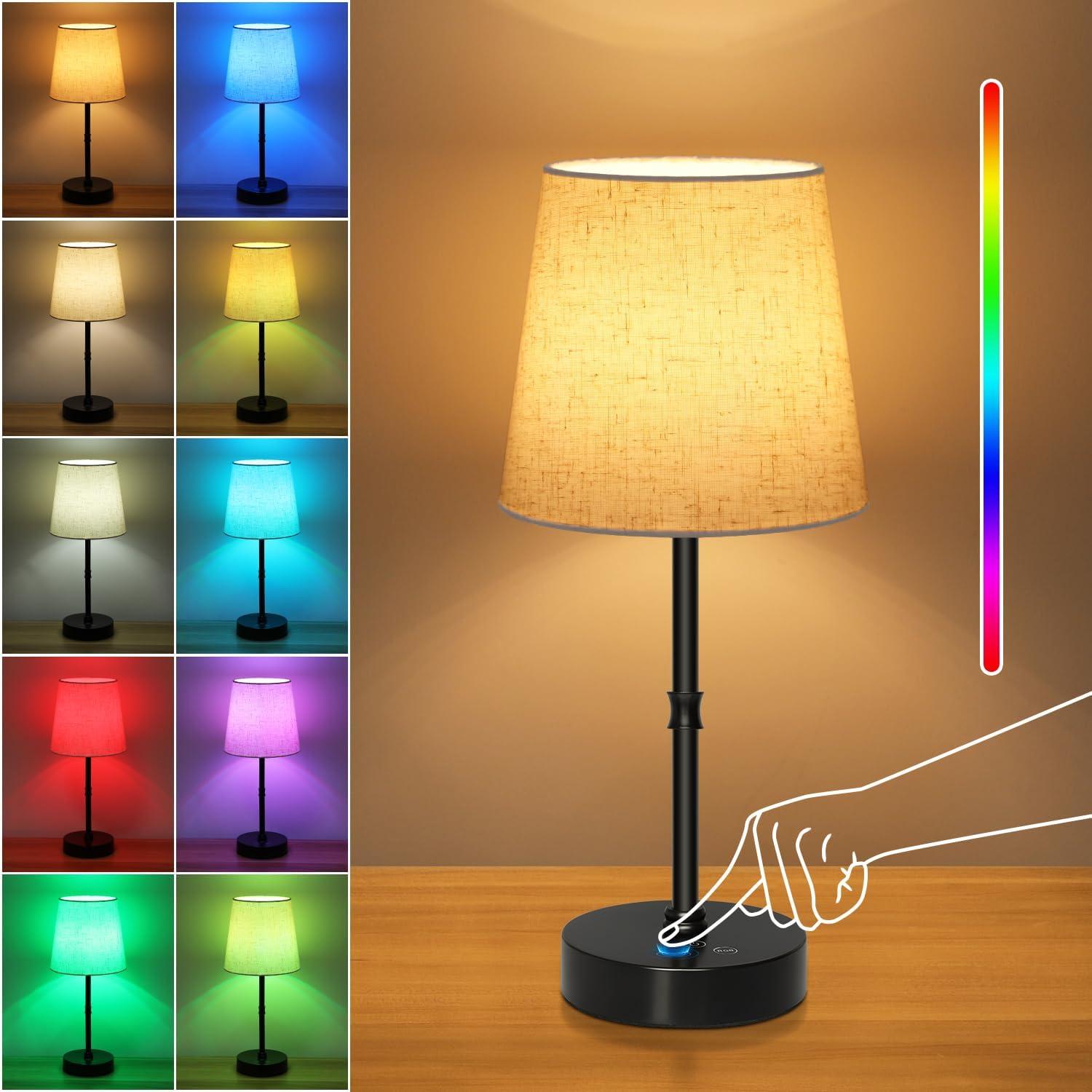 Ascher Small Cordless Table Lamp RGB 7 Color, 3000K/4500K/6500K, Built ...