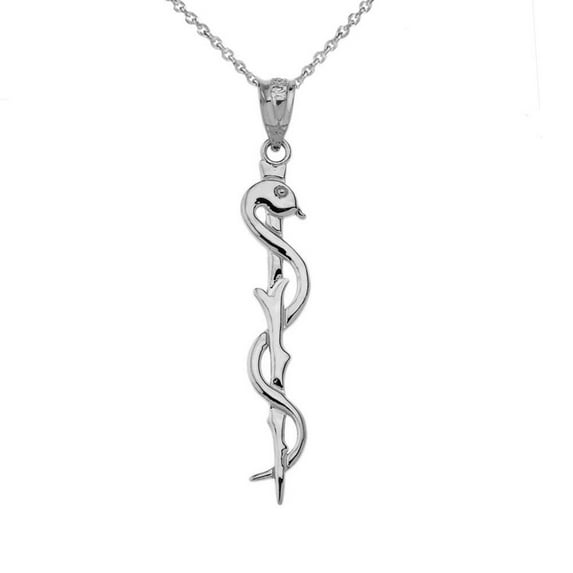 Asclepius Medicine Symbol Pendant Necklace, 20" Chain
