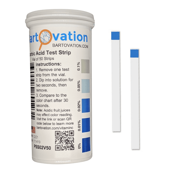 Ascorbic Acid Vitamin C Food Test Strips, 0.01 to 0.1% Vial of 50 Strips
