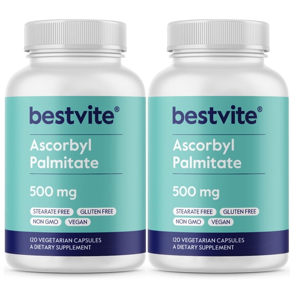 Ascorbyl Palmitate 500mg (240 Vegetarian Capsules) (2-Pack) - No Stearates - No Fillers - No Flow Agents