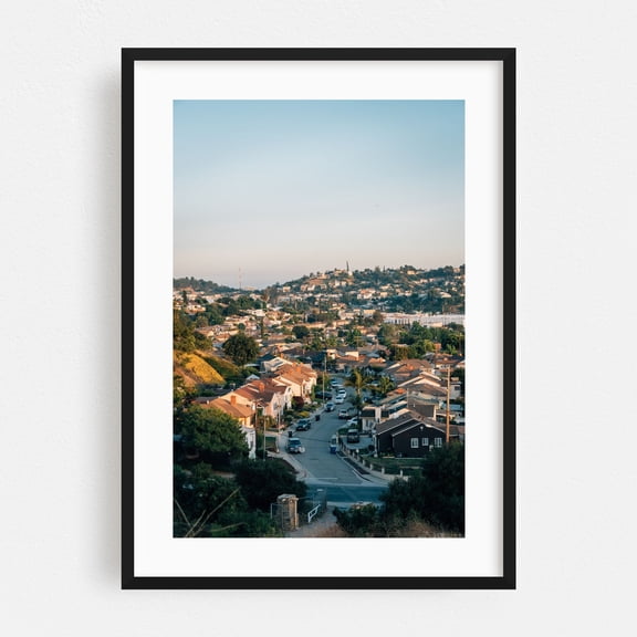 Ascot Hills Views 01 - Los Angeles California Photography Cityscape Landscape Architecture Scenic Street Photography Vintage Black Framed Wall Art Print 5 x 7 inches