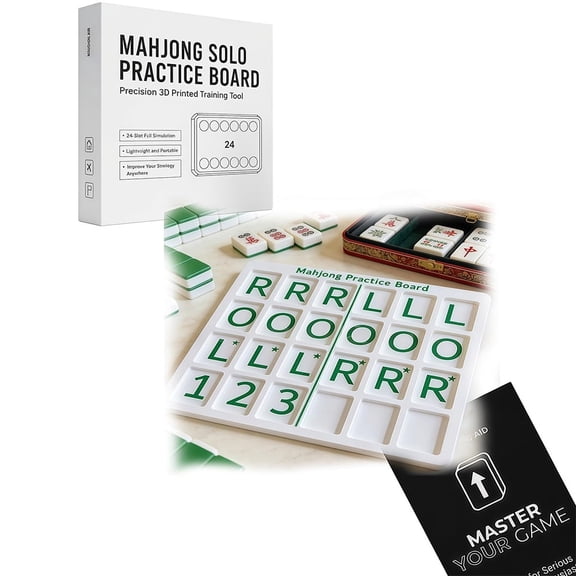AsdQ 3D Printed Mahjong Solo Practice Board with 24 Slot Training Tool for Tile Arrangement and Strategy Lightweight Portable Mahjong Solitaire Aid for Beginners and Pros Fits Standard Tiles (Green)