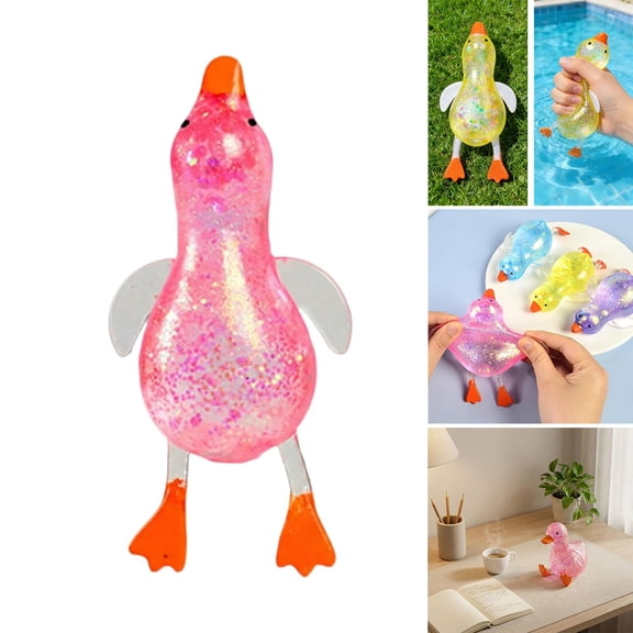 AsdQ Cute Duck Squishy Stress Ball, Soft Duck Stress Relief Sugar Ball Squishy Ultra Squishy and Moldable Slow Rise Relaxing Sensory Fidget Stress for Anxiety Relief (Pink)