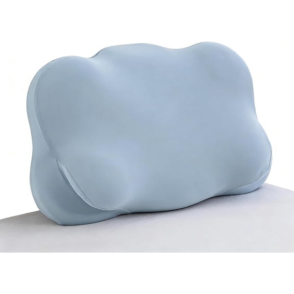 AsdQ Ergonomic Cloud Pillow, Adjustable Memory Foam Cervical Neck Support Pillow with Breathable Pillowcase, Soft & Supportive for Side, Back & Stomach Sleepers (Light Blue)