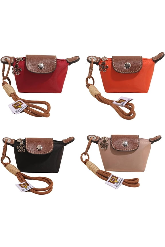 Mini Nylon Dumpling Bag, Detachable Nylon Wrist Strap Coin Purse Bag Charm, Dumpling Bags For Women, With Zipper & Keychain for Women Travel and Storage (H)