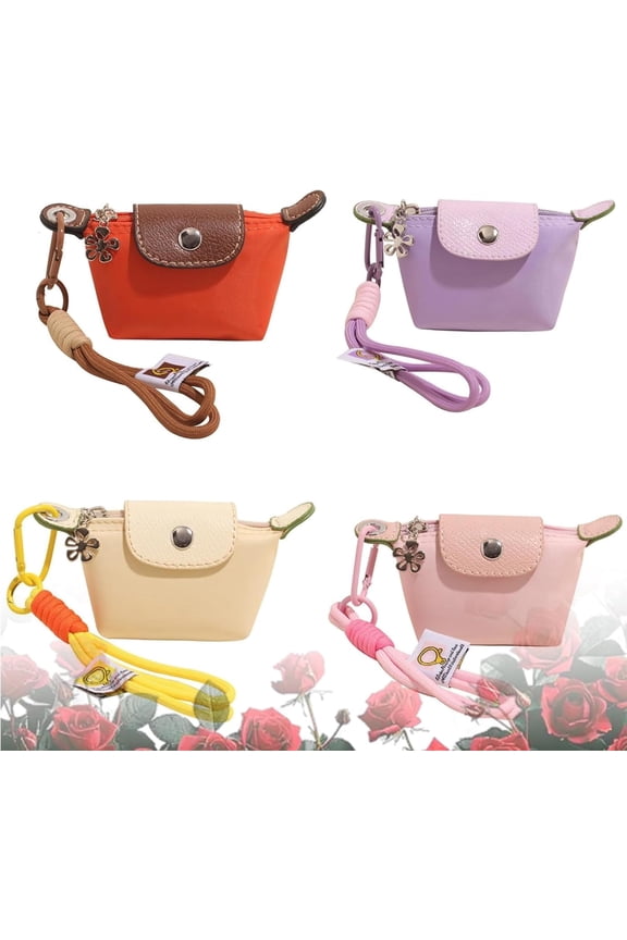 Mini Nylon Dumpling Bag, Detachable Nylon Wrist Strap Coin Purse Bag Charm, Dumpling Bags For Women, With Zipper & Keychain for Women Travel and Storage (D)