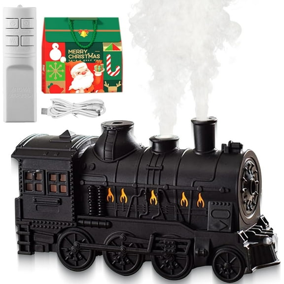 AsdQ Polar Express Diffuser, Train Essential Oil Diffuser, Quiet 300ml Cool Mist Humidifier Aroma Diffuser with 4 Color Led Night Light & Remote Control, for Office/Home (Black)