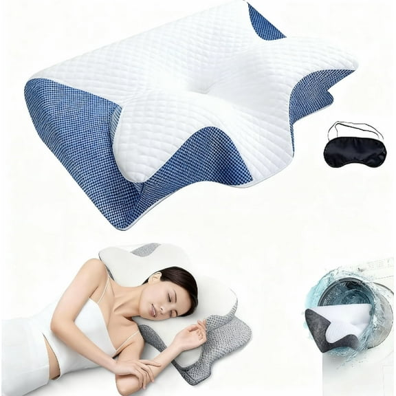AsdQ Sleep Apnea Pillow, Restora Cervical Pillow - All-Night Neck Support, Ergonomic Body Pillows for All Sleeping Positions, for Neck Pain Relief, Breathable, Improve Sleep (Blue)