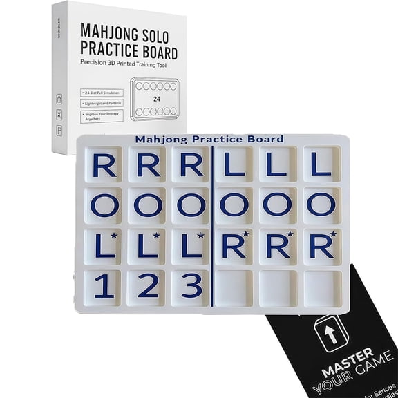 AsdQ Solo Mahjong Practice Board with 24 Slot Training Tool for Tile Arrangement and Strategy Lightweight Portable Mahjong Solitaire Aid for Beginners and Pros Fits Standard Tiles (Blue)