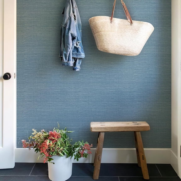 AsdQ Wallpaper Peel and Stick 118-in x 17.3-in Textured Wallpaper Faux Grasscloth Self-Adhesive Linen Removable Wallpaper Cabinets Counter Top Liners