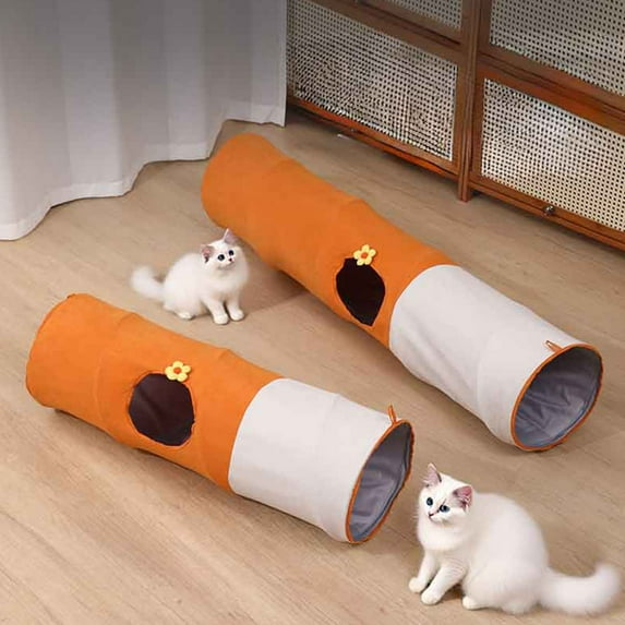Asdat Cloth Foldable Cat Tunnel Bed, Integrated Straight-Through Tunnel for Indoor Cats, Self-Entertainment Toy & Cat Play Tunnel