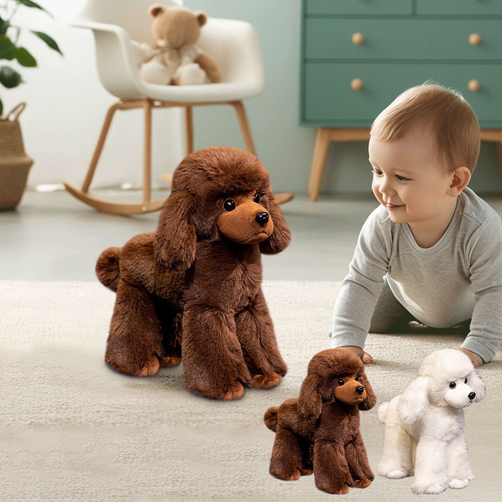 Asdat Realistic Poodle Dog Doll Toy, Long-Legged Stuffed Puppy for Kids ...