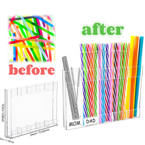 Asdat Straw Storage Cabinet Door, Clear Acrylic Straw Dispenser with Lid for Quick and Easy Access in Small Spaces or Kitchen Cabinets