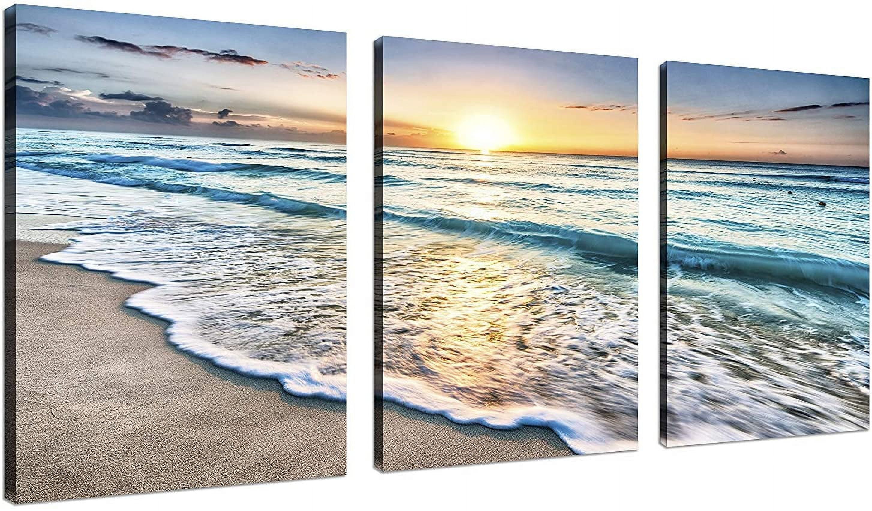 Tranquil Beach Sunset 3-Piece Canvas Wall Art Set