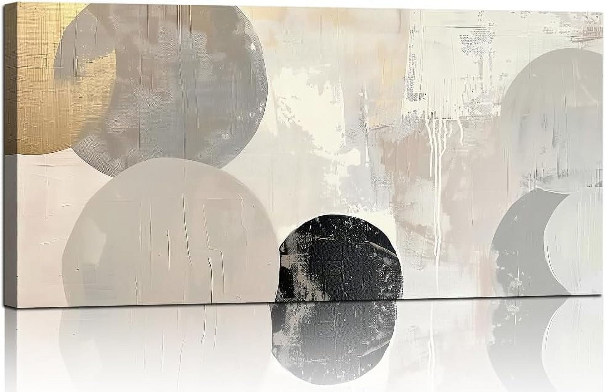 Asdg12sAbstract Wall Decor Grey Watercolor Circle Canvas Wall Art