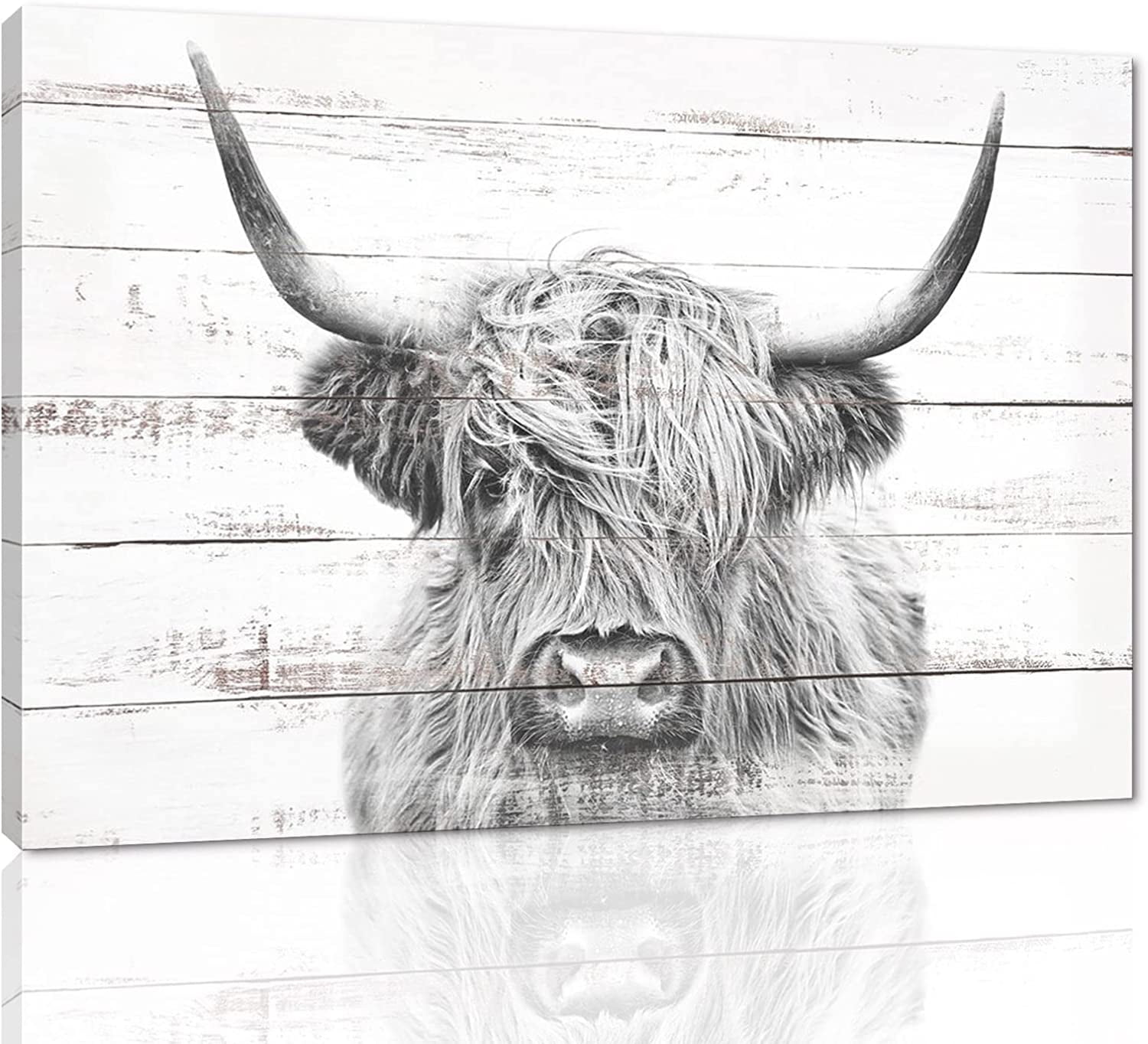 Asdg12sAnimal Wall Art Farmhouse Style Highland Cattle Canvas Poster