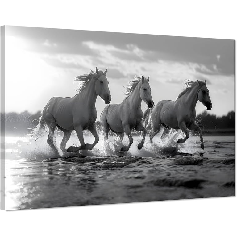 Black Horses In Water Sticker Two Horses, Fire And Water