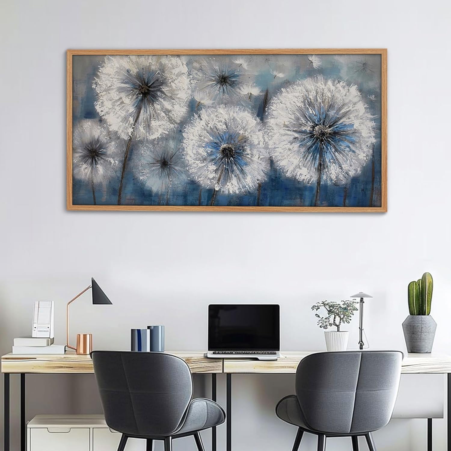 Asdg12s-Blue Wall Art for Living Room | Dandelion Framed Canvas