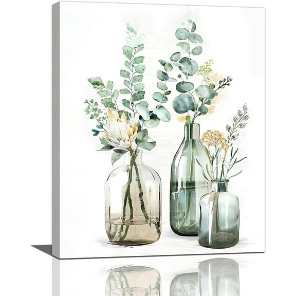 Asdg12s-Botanical Bathroom Wall Art Rustic Green Plant Bathroom Wall Decor Country Natural Botanical Bathroom Pictures Canvas Print Painting Modern Home Artwork Office Bedroom Kitchen 16''x20''