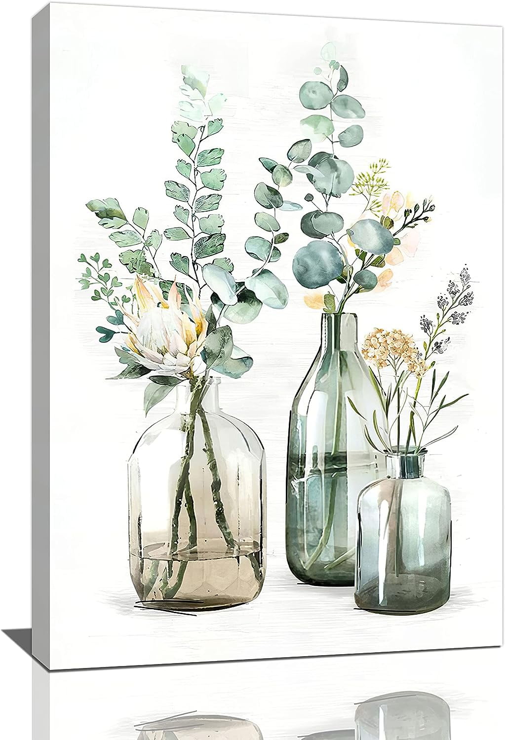 Asdg12s-Botanical Bathroom Wall Art Rustic Green Plant Bathroom Wall ...