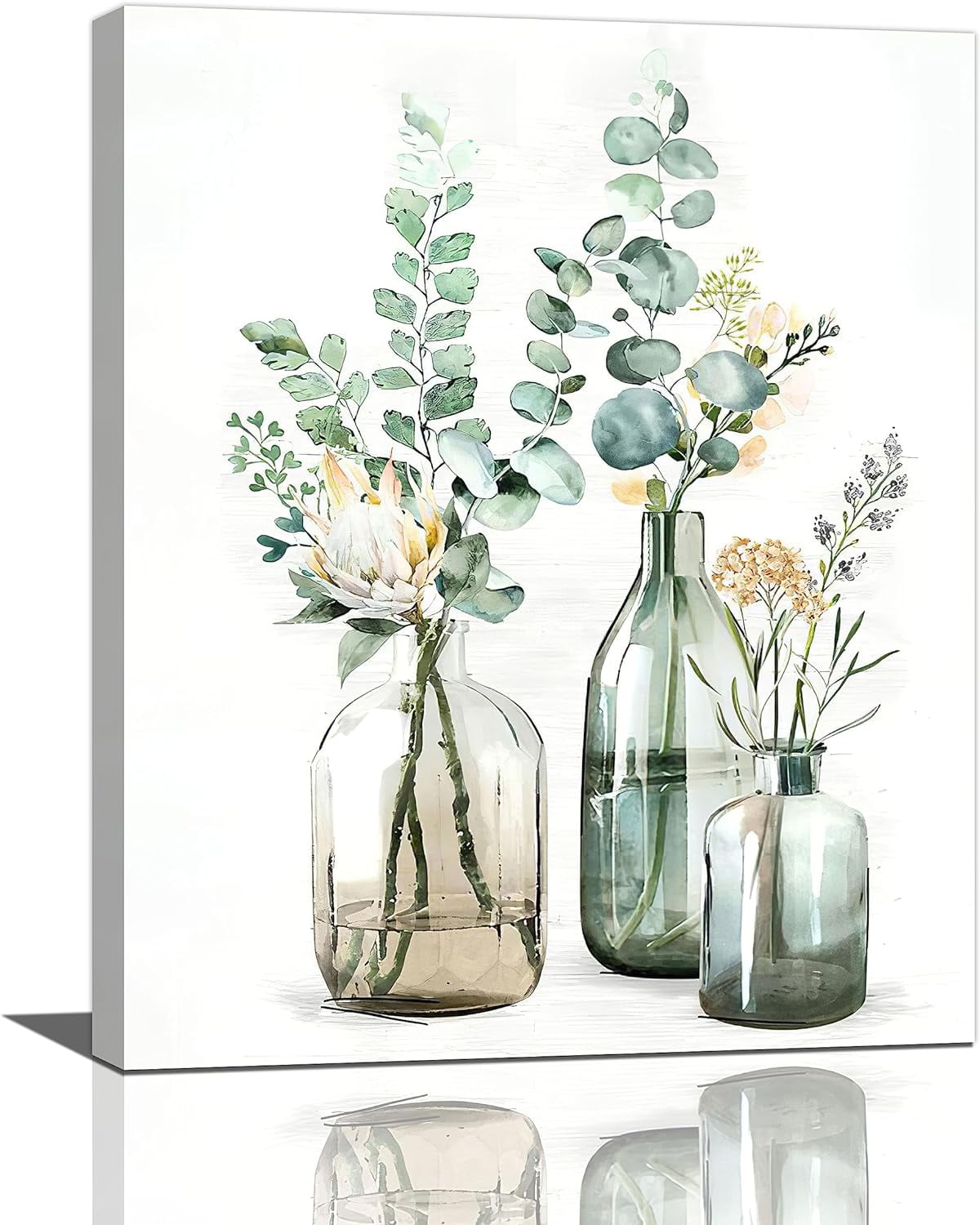 Asdg12s-Botanical Bathroom Wall Art Rustic Green Plant Bathroom Wall ...