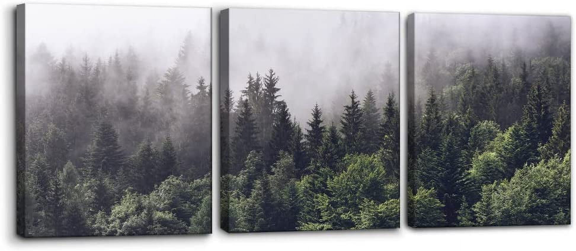 Foggy Pine Forest Landscape Canvas Print Set