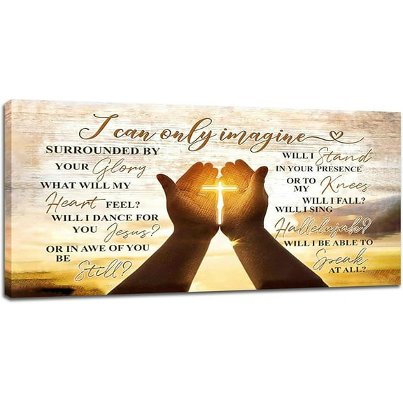 Asdg12s-Christian Large Wall Art 30x60 inch Cross In Hands Pictures I Can Only Imagine Wall Decor Canvas Prints Religious Framed Artwork for Church Living Room Bedroom