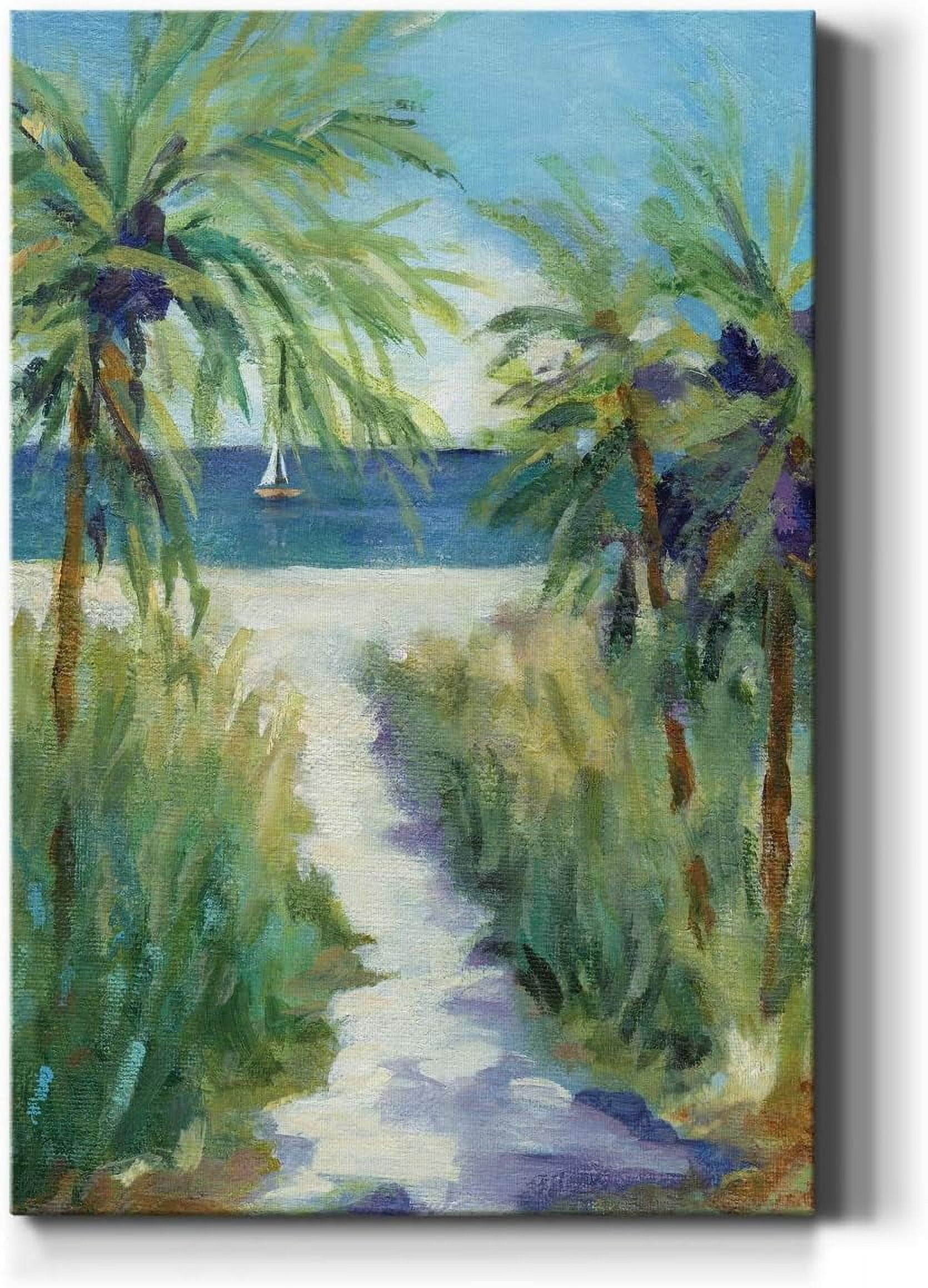 Tropical Coastal Pathway Canvas Painting with Wooden Frame