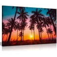 thumbnail image 1 of Asdg12s-Coconut Palm Trees On Beach At Sunset Canvas Wall Art Picture Print, 1 of 5