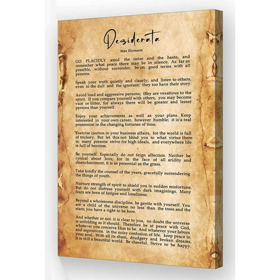Asdg12s-Desiderata Wall Art Poem Poster Framed Motivational Pictures Retro Prints Literature Quotes Wall Art Home Decor (12x18in,Framed)