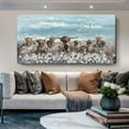 thumbnail image 1 of Asdg12s-Extra Large Wall Art for Living Room Big Boho Farmhouse Highland Cow Canvas Artwork Flower and Animal Picture Rustic Coastal Blue and Brown Décor for Office Bedroom Kitchen 60x30", 1 of 6