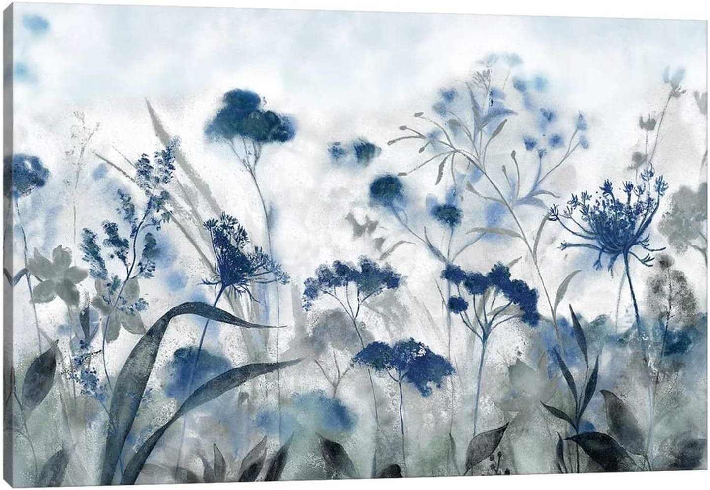 Inky Indigo Floral Canvas Print Wall Art 12"x18"