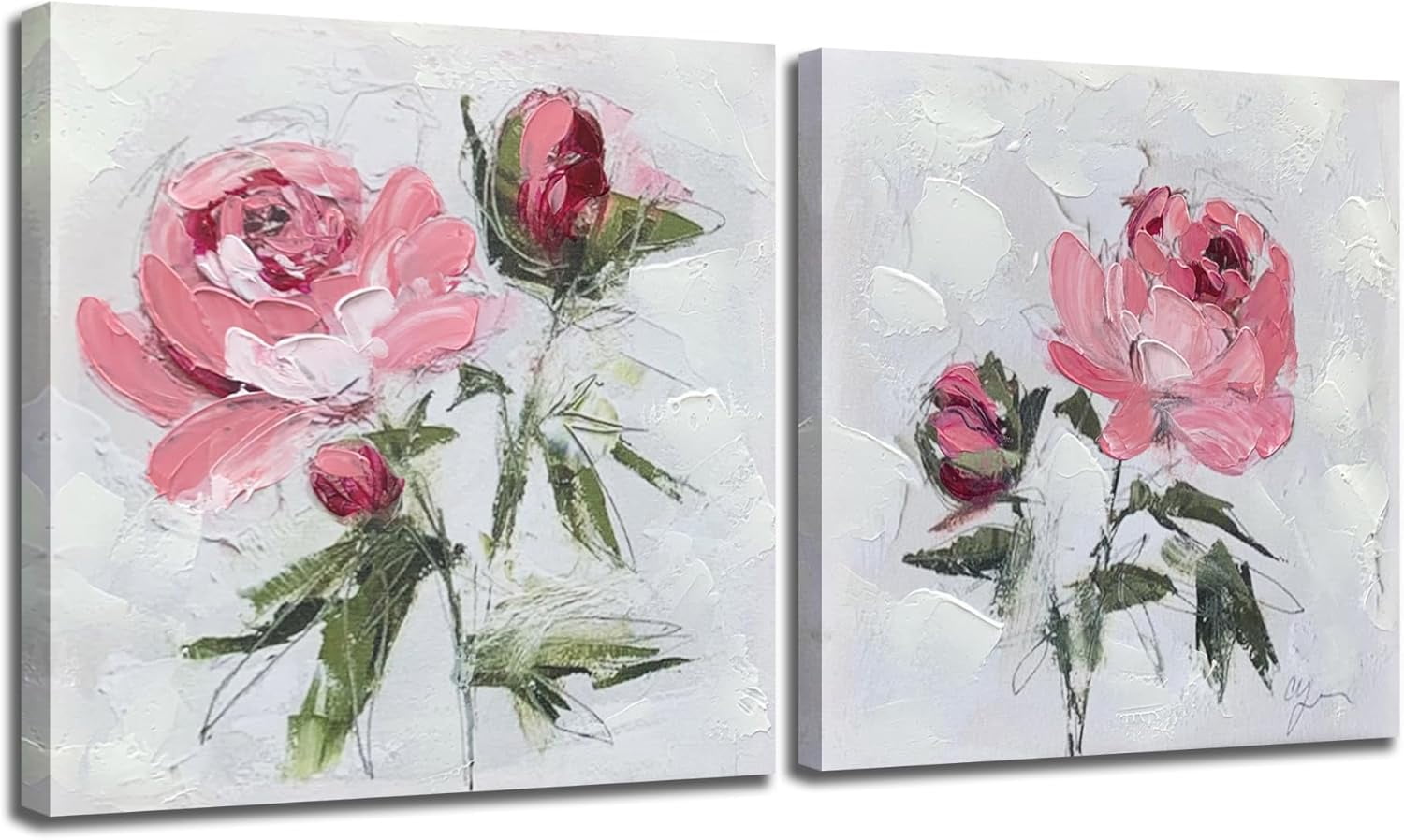 Asdg12sFlowers Pictures Wall Decor Rose Wall Art Pink Floral Canvas