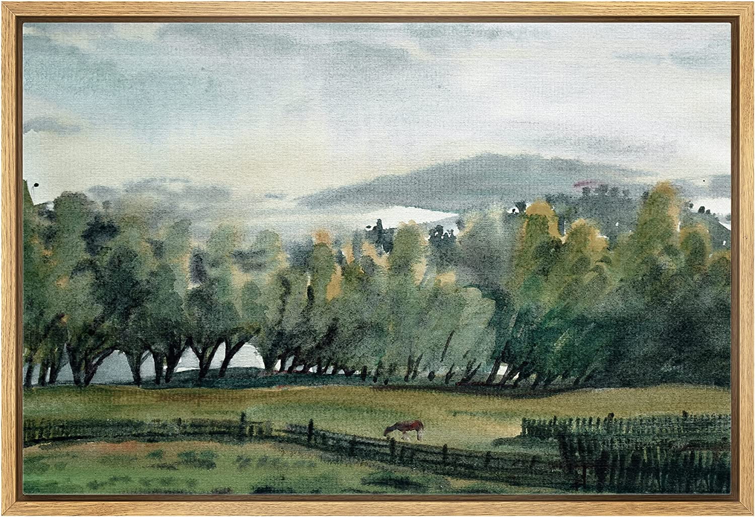 Green Valley Forest Clearing Framed Canvas Wall Art