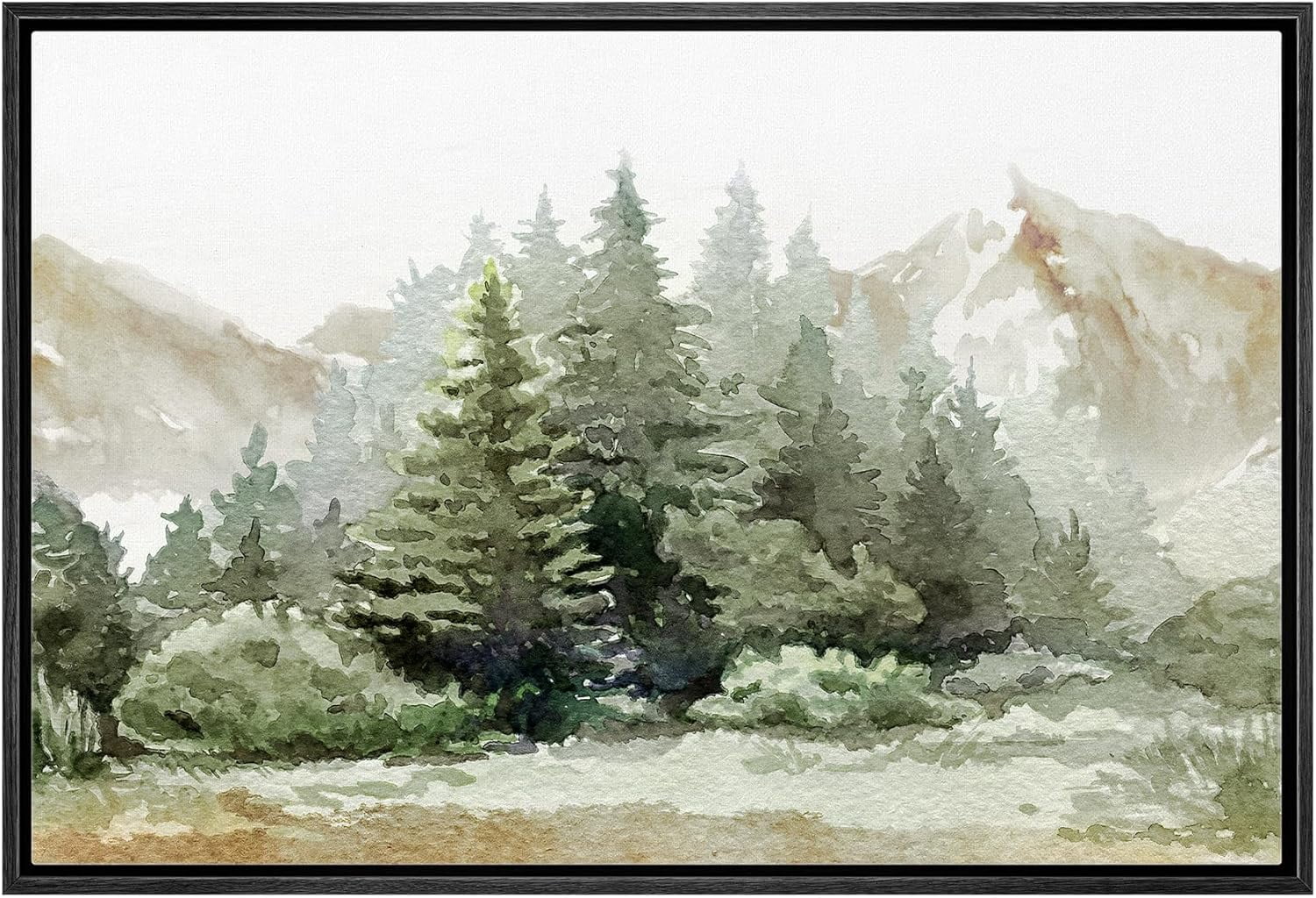 White Framed Geometric Landscape Canvas Print, 16" x 24"
