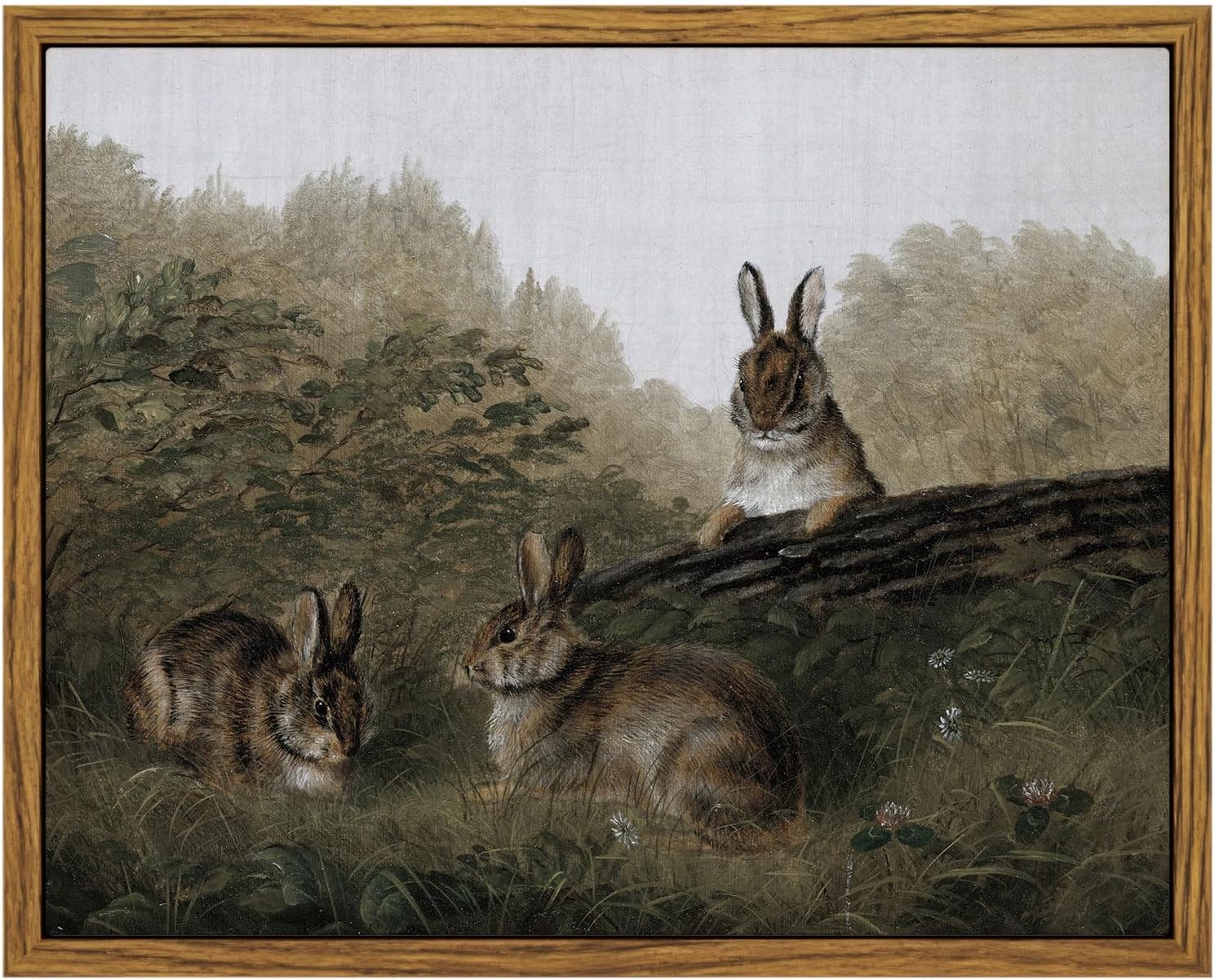 Asdg12s-Framed Wall Art for Living Room Three Rabbits Vintage Wall Art ...