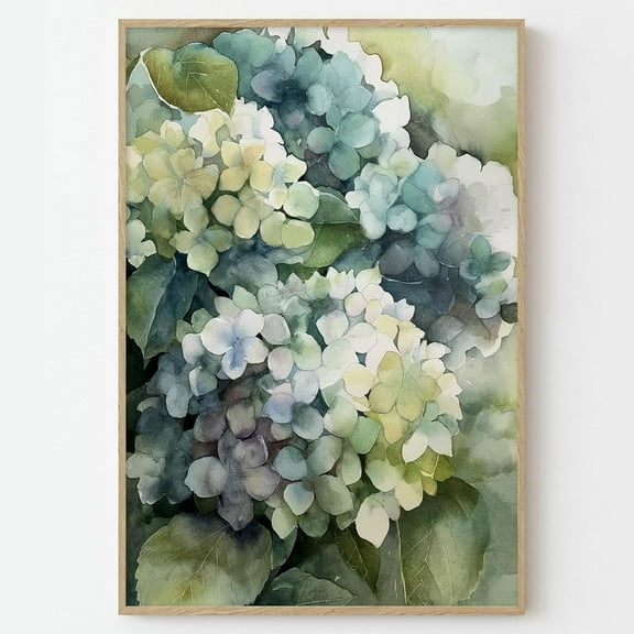 Asdg12s-Green Hydrangea Canvas Wall Art Aesthetic Flower Painting Abstract Botanical Prints Watercolor Hydrangea Wall Art Green Flower Pictures Elegant Green Wall Art Hydrangea Flower Painting