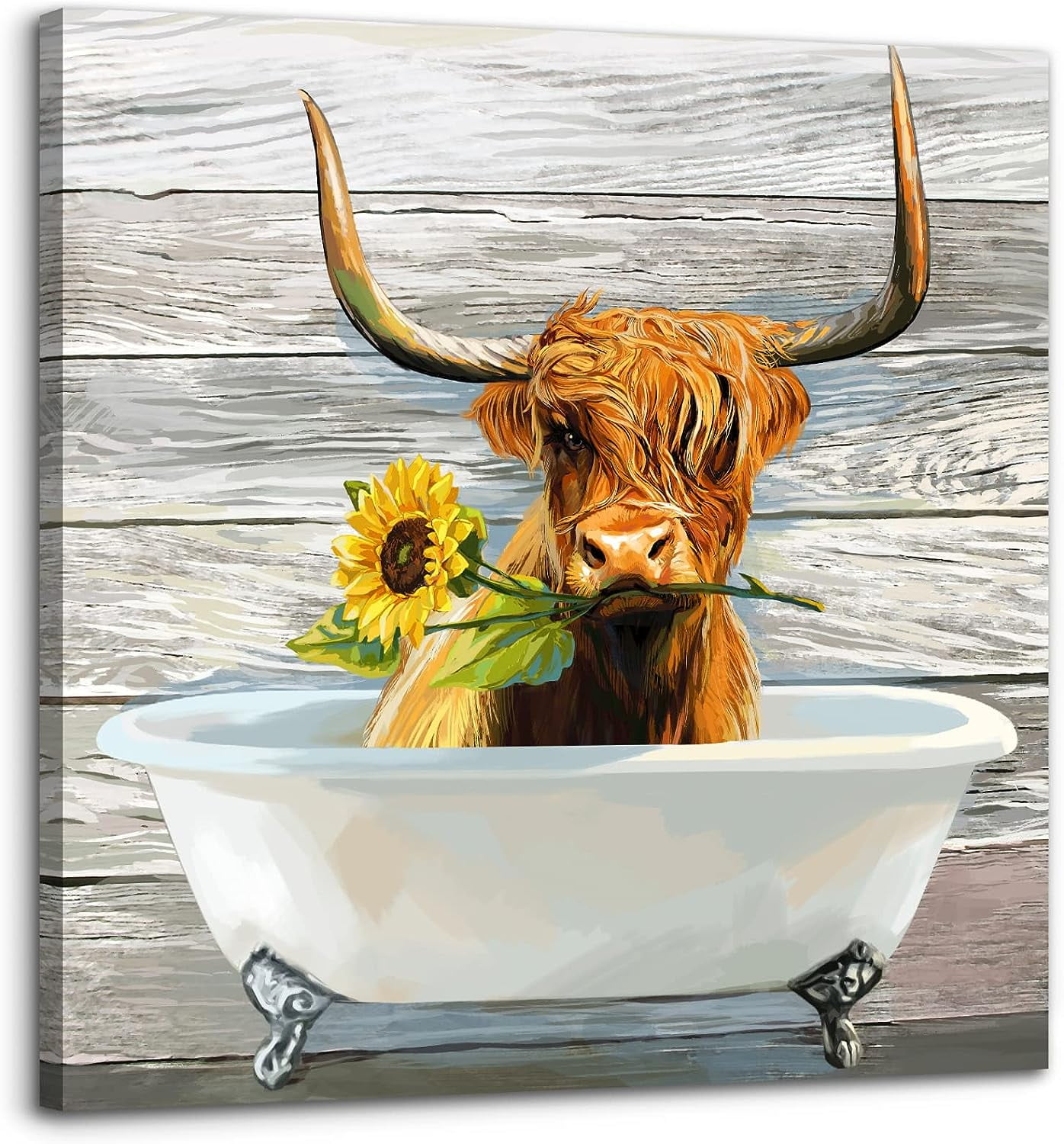 Asdg12s-Highland Cow Wall Art Cow Pictures Wall Decor Sunflower Cow ...