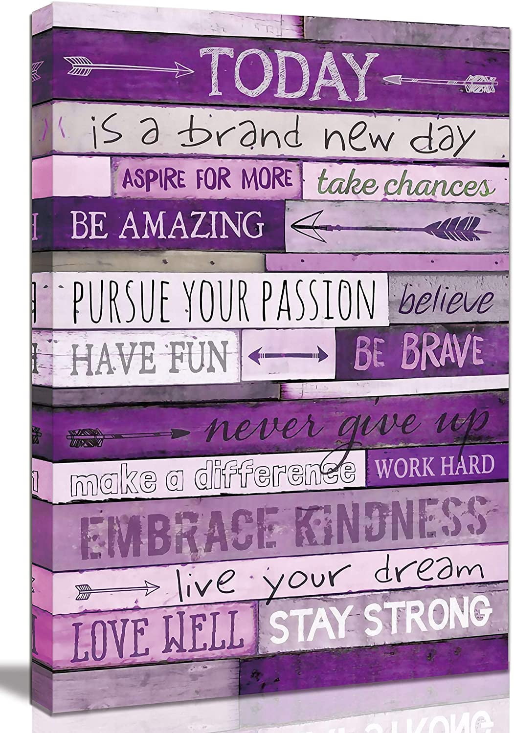 Purple Motivational Quote Canvas Wall Art with Wood Frame