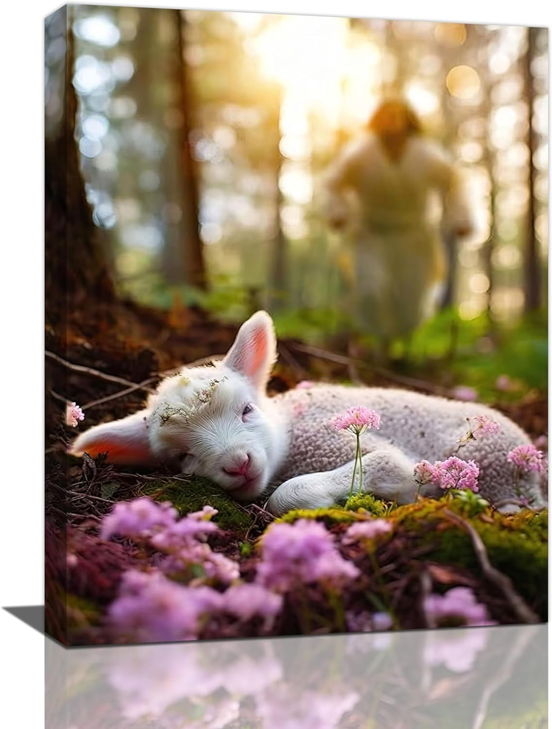 Jesus and Lamb Abstract Religious Canvas Painting