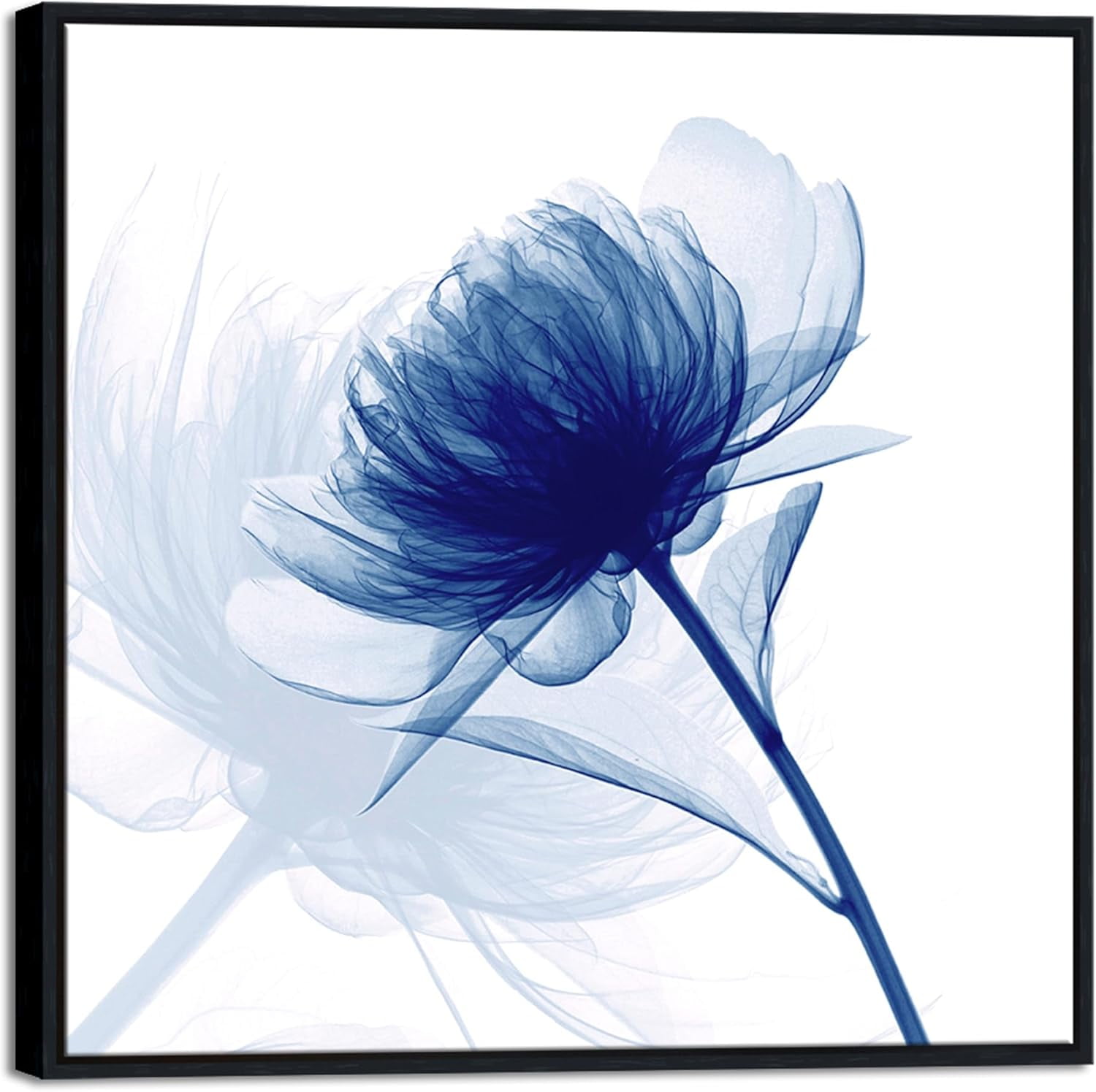 Blue Floral Abstract Canvas Wall Art 24x24