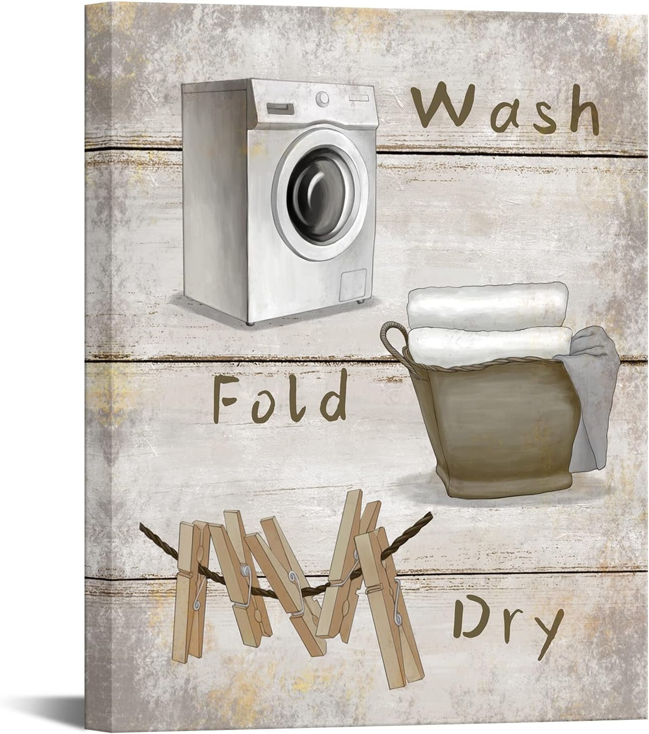 Asdg12s-Laundry Room Wall Art Canvas Wash Dry Fold Sign Print Picture ...