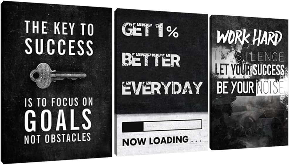 Asdg12s-Motivational Poster Inspirational Wall Art 3 Pieces Canvas ...